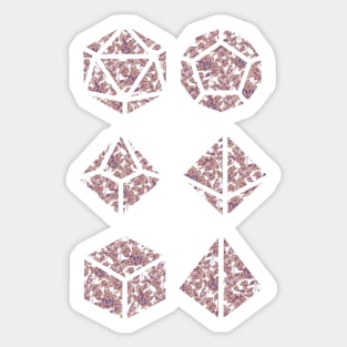Peach, Purple, and Orange Gradient Rose Vintage Pattern Silhouette Polyhedral Dice - Dungeons and Dragons Design Sticker
